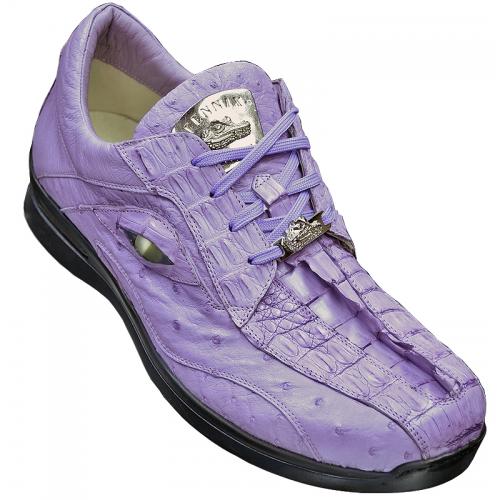 Fennix "3299" Lavender Genuine HornBack Crocodile Tail / Ostrich Casual Sneakers With Eyes